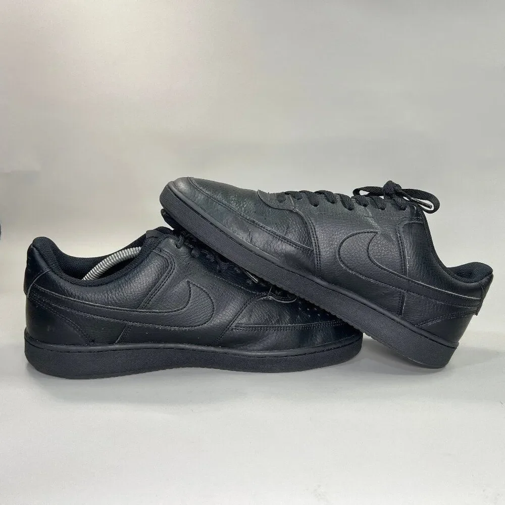 Nike Court‎ Vision Low Shoes Men's Size 11 Black Leather Classic Retro Sneakers